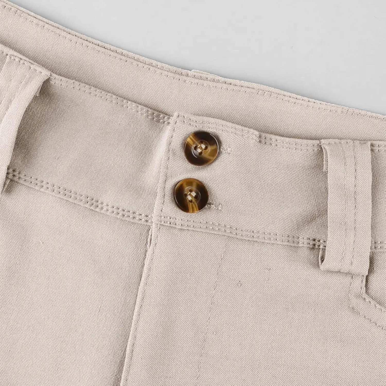Stretch Twill Shorts Women Elastic High Waisted Denim Shorts Pull On Chino Shorts Summer Bermuda Shorts with Pockets