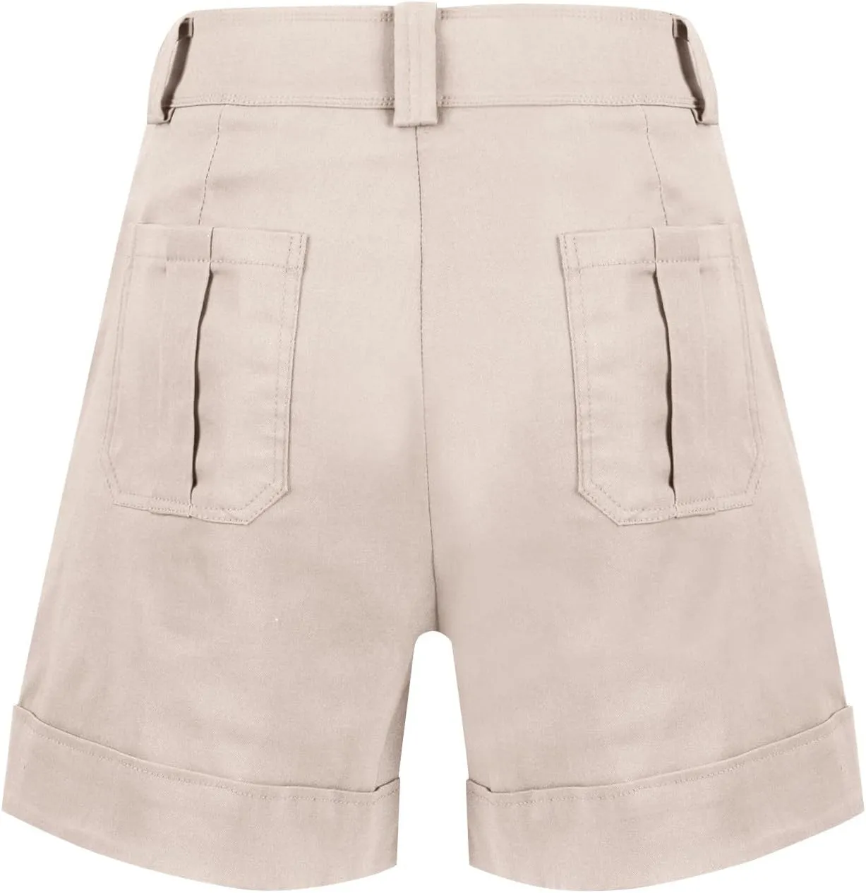 Stretch Twill Shorts Women Elastic High Waisted Denim Shorts Pull On Chino Shorts Summer Bermuda Shorts with Pockets