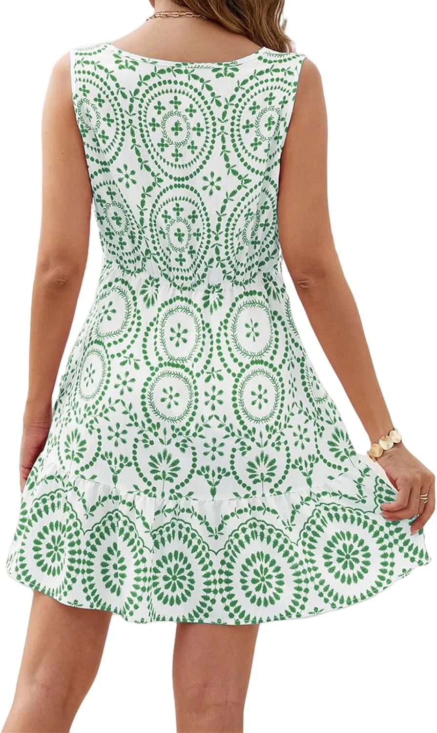 Summer Dresses for Women 2025 Boho Sundress Sexy Sleeveless V Neck Dress Floral Mini Dress Beach Vacation Dresses