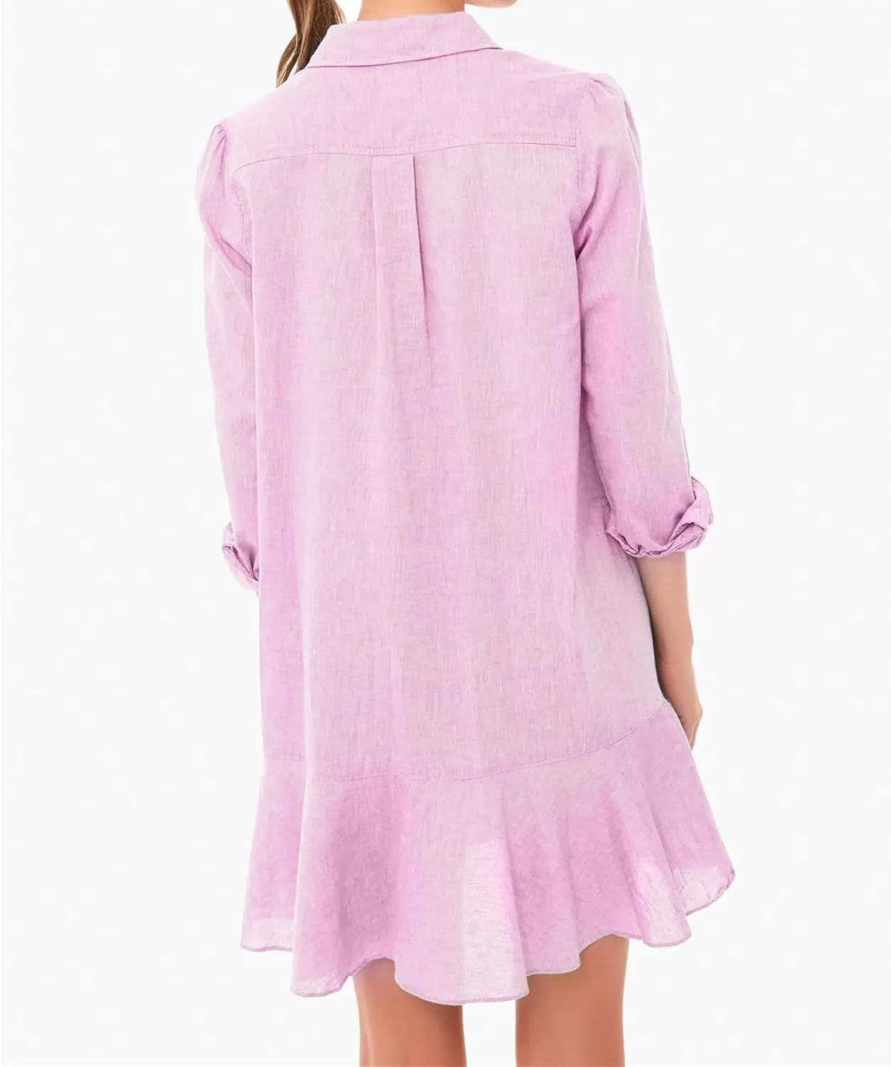 Summer Dresses for Women 2025 Button Down Collared Shirts Dress Loose Fit Business Dresses Ruffle Hem Mini Dress