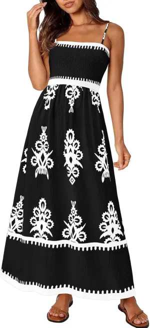 Summer Dresses for Women 2025 Floral Spaghetti Strap Maxi Dress Fashion Trendy Dressy Dresses Wedding Guest Dress