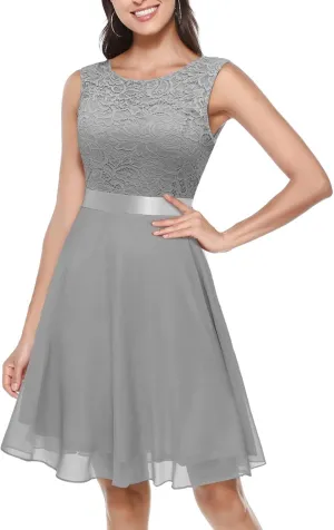 Summer Dresses for Women Floral Lace Fashion Casual Fit A Line Sleeveless Dresses for Women 2025 Swing Party Outfits