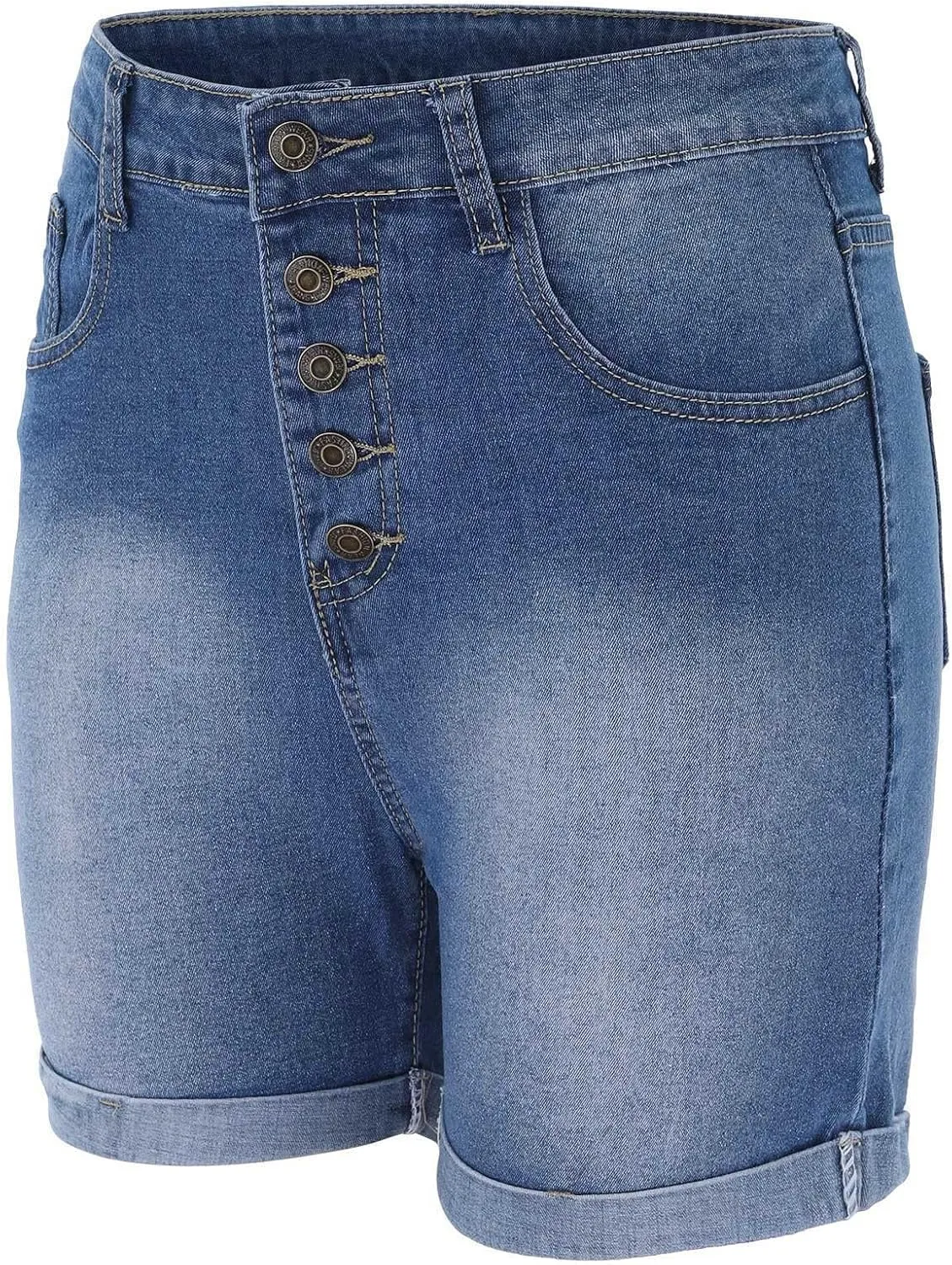Summer Shorts for Women High Waisted Mid Rise Women's Jean Shorts Frayed Ripped Raw Hem Stretchy Shorts for Women