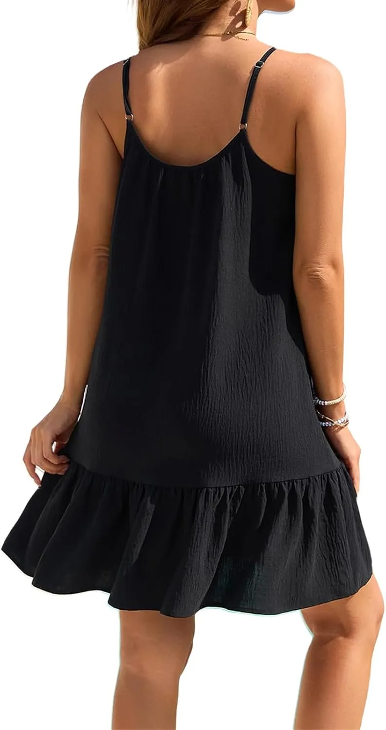 Sundresses for Women A Line Dress Sleeveless Crewneck Mini Dresses Cute Casual Trendy Dressy Dresses Summer 2025