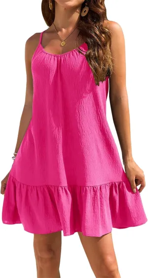 Sundresses for Women A Line Dress Sleeveless Crewneck Mini Dresses Cute Casual Trendy Dressy Dresses Summer 2025