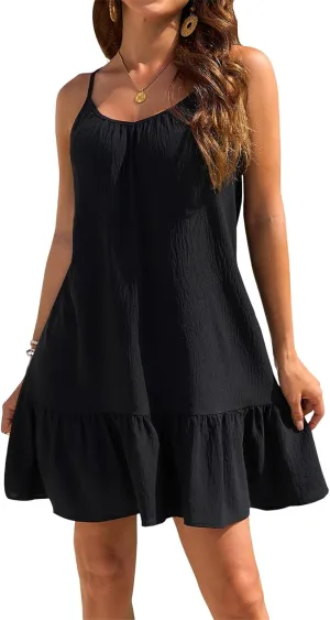 Sundresses for Women A Line Dress Sleeveless Crewneck Mini Dresses Cute Casual Trendy Dressy Dresses Summer 2025