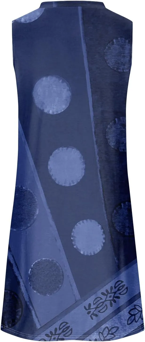 Sundresses for Women A Line Dresses Sleeveless Knee Length Dresses Midi Crewneck Summer Dresses 2025