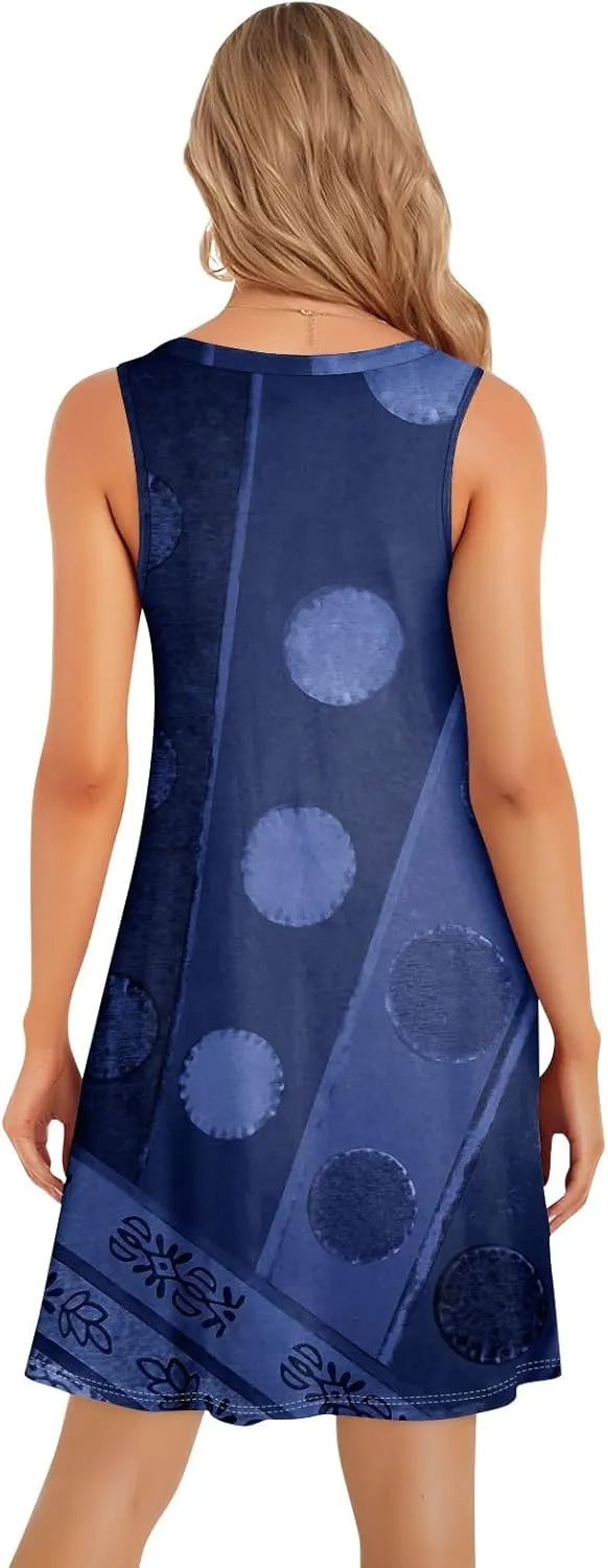 Sundresses for Women A Line Dresses Sleeveless Knee Length Dresses Midi Crewneck Summer Dresses 2025