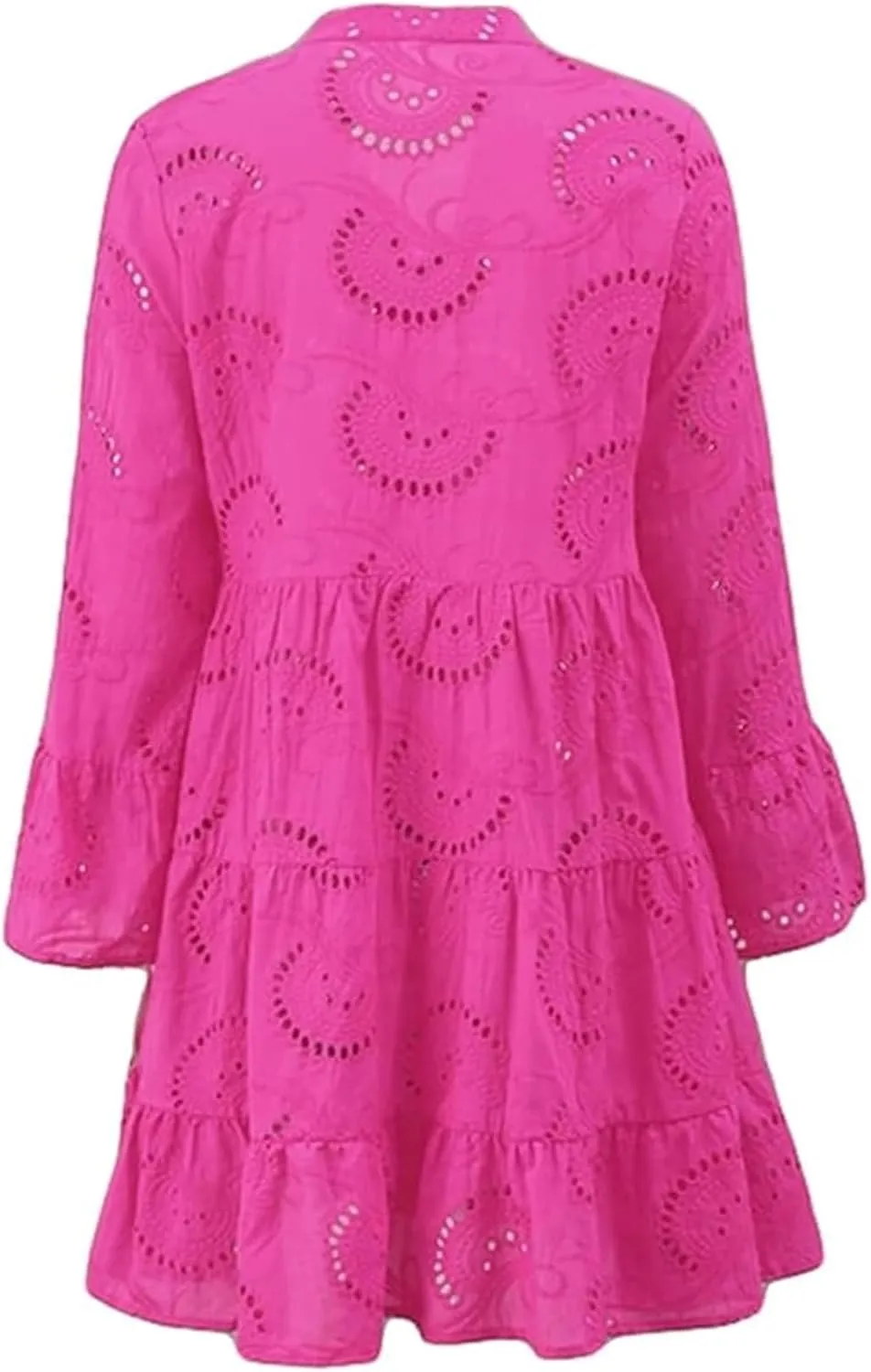 Sundresses for Women Sexy Fashion Hollow Dresses Collared Button Down Long Sleeve Dress Loose Fit Dresses 2025