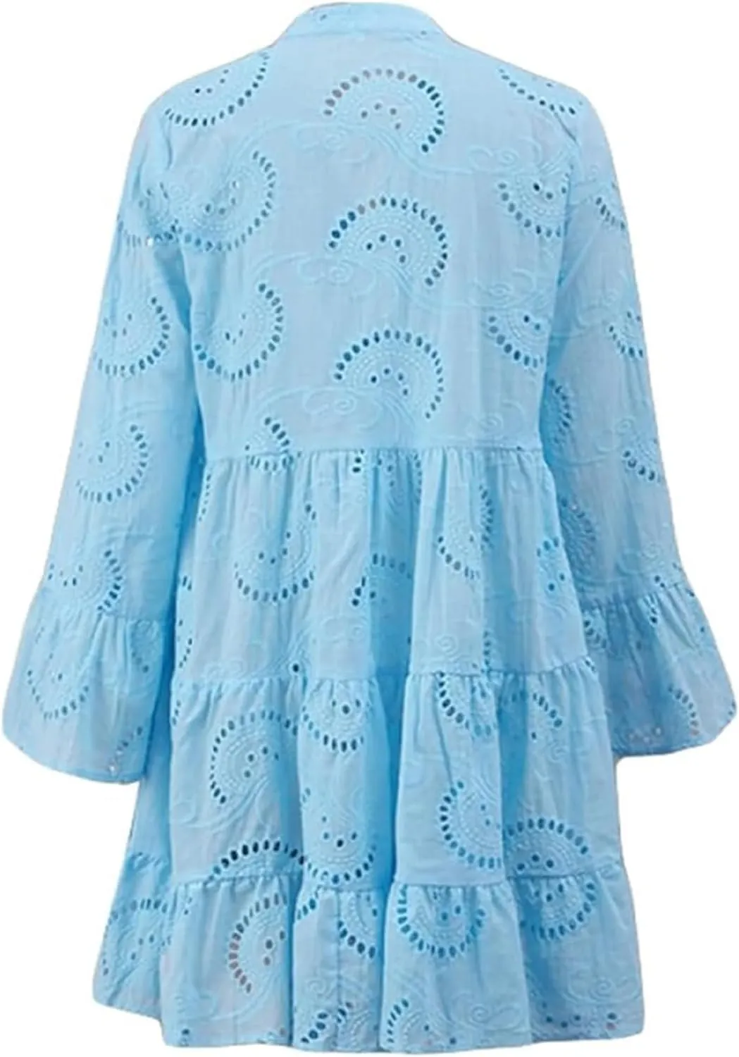 Sundresses for Women Sexy Fashion Hollow Dresses Collared Button Down Long Sleeve Dress Loose Fit Dresses 2025