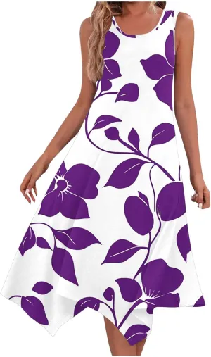 Sundresses for Women Sleeveless Summer Midi Dress Floral A Line Casual Vacation Flowy Dresses Outfits