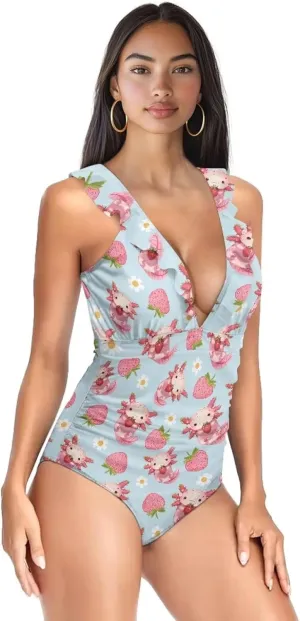 Suobstales Tummy Control Swimsuits for Women Slimming One Piece Bathing Suit Retro Ruched Push Up Vintage Padded Swimwear