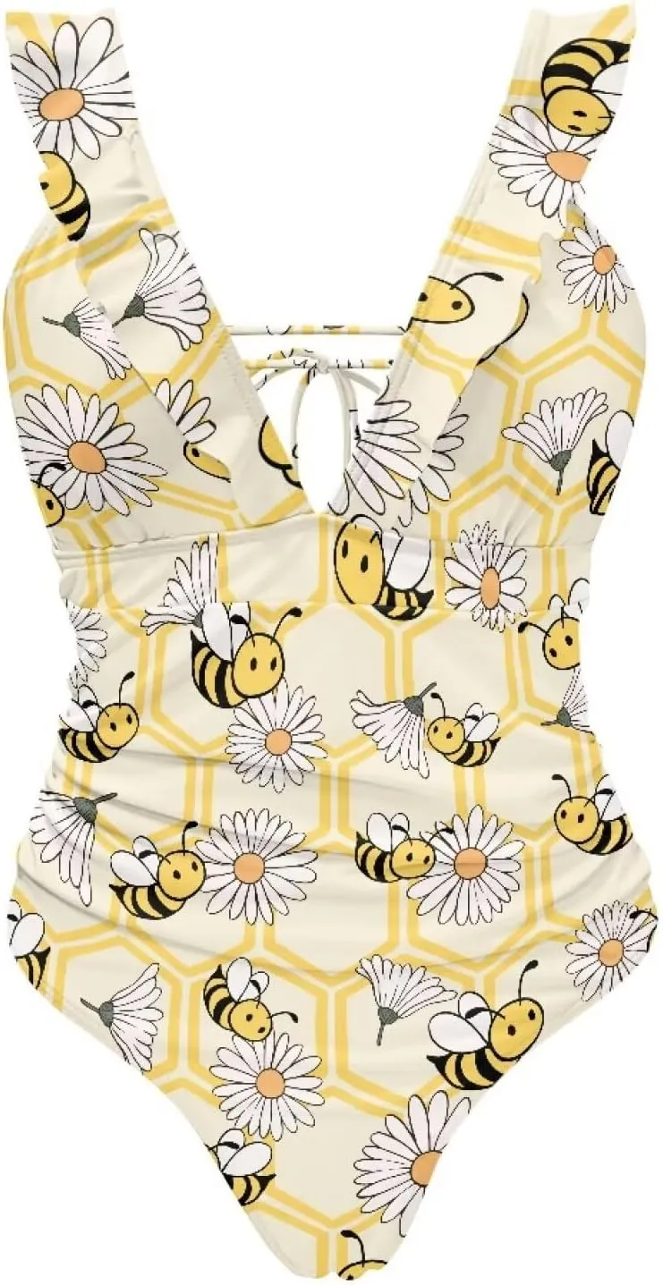 Suobstales Tummy Control Swimsuits for Women Slimming One Piece Bathing Suit Retro Ruched Push Up Vintage Padded Swimwear