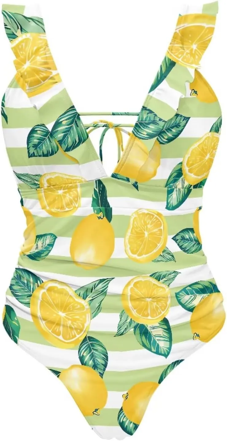 Suobstales Tummy Control Swimsuits for Women Slimming One Piece Bathing Suit Retro Ruched Push Up Vintage Padded Swimwear