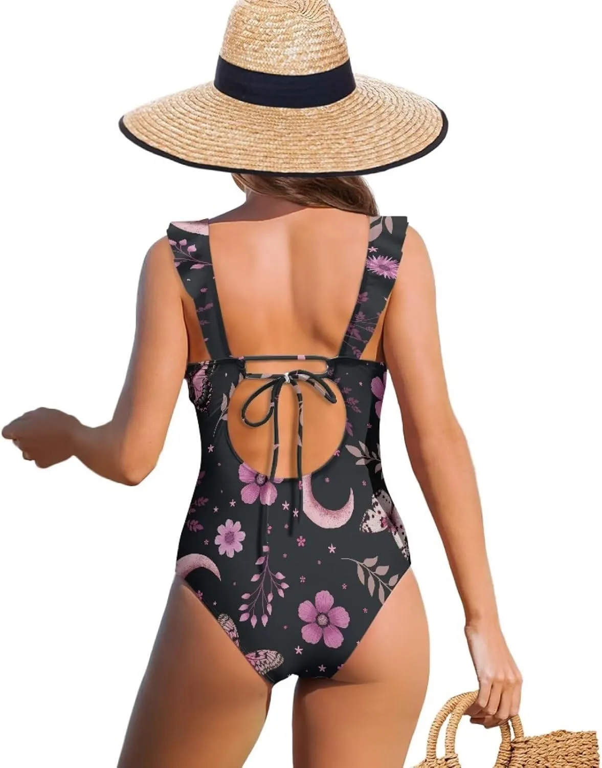 Suobstales Tummy Control Swimsuits for Women Slimming One Piece Bathing Suit Retro Ruched Push Up Vintage Padded Swimwear