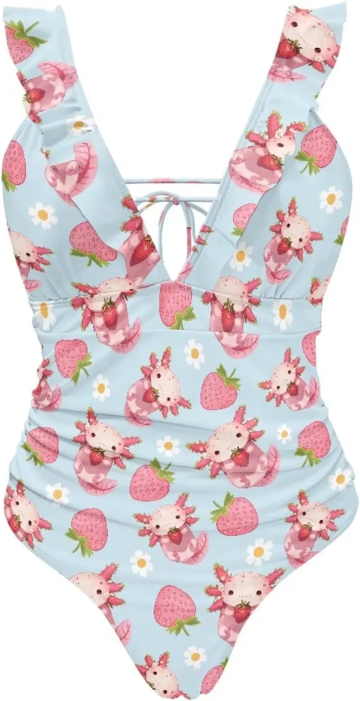 Suobstales Tummy Control Swimsuits for Women Slimming One Piece Bathing Suit Retro Ruched Push Up Vintage Padded Swimwear
