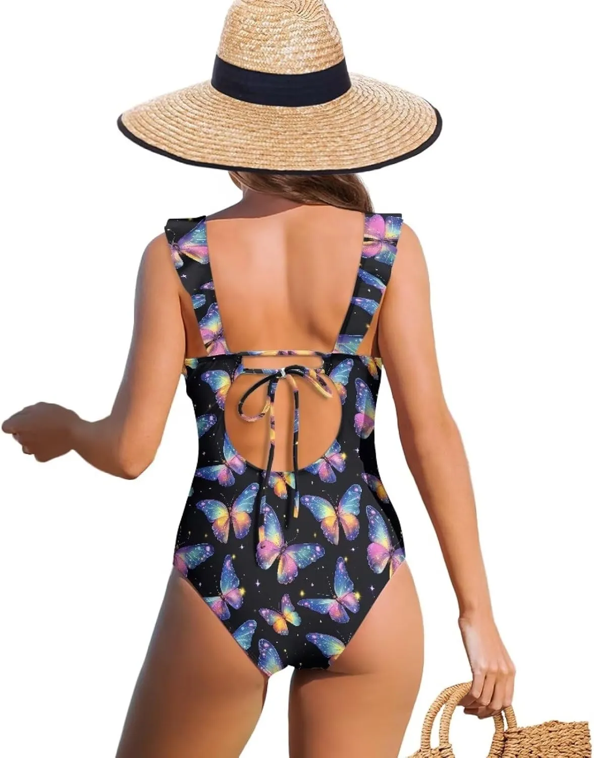 Suobstales Tummy Control Swimsuits for Women Slimming One Piece Bathing Suit Retro Ruched Push Up Vintage Padded Swimwear