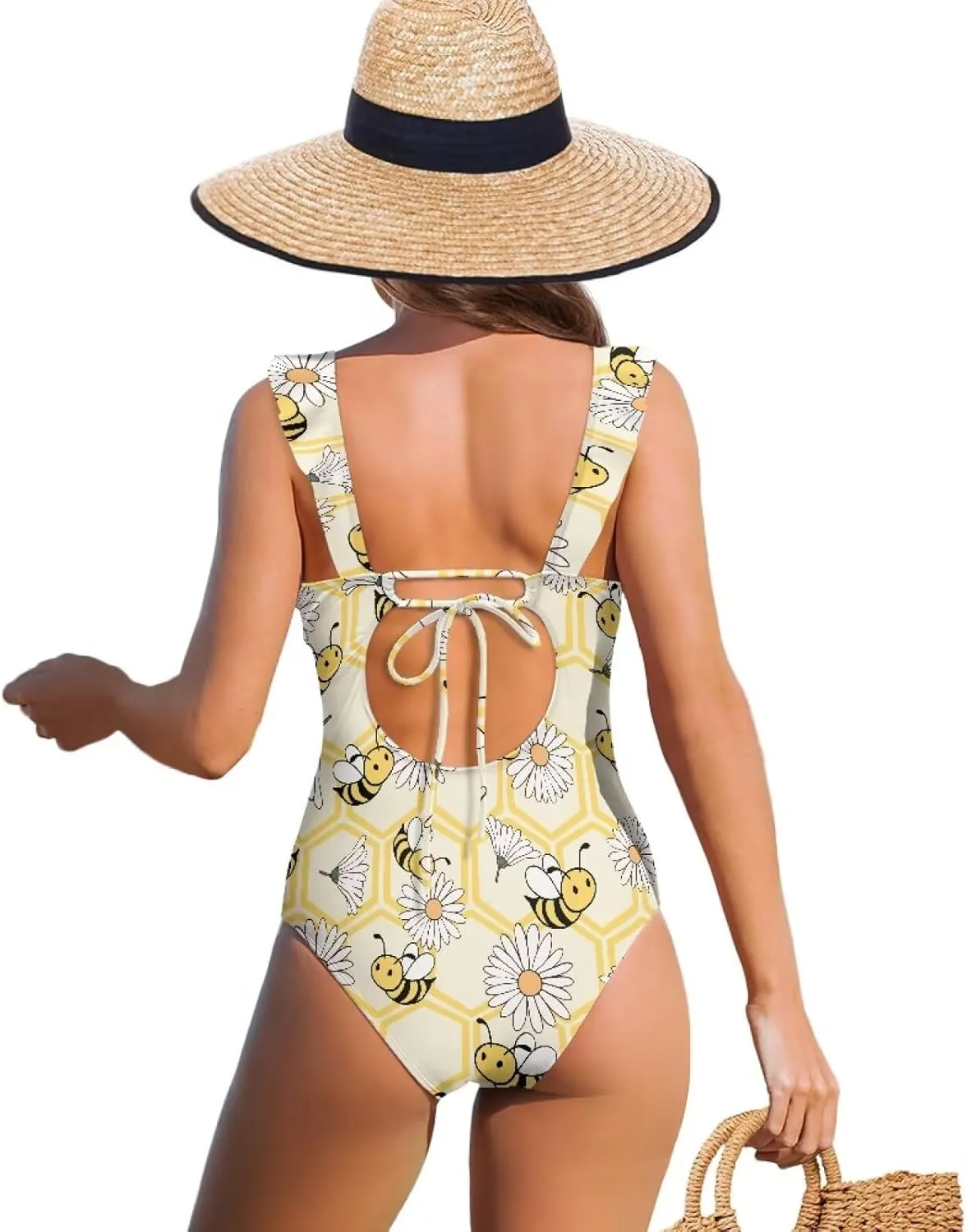 Suobstales Tummy Control Swimsuits for Women Slimming One Piece Bathing Suit Retro Ruched Push Up Vintage Padded Swimwear
