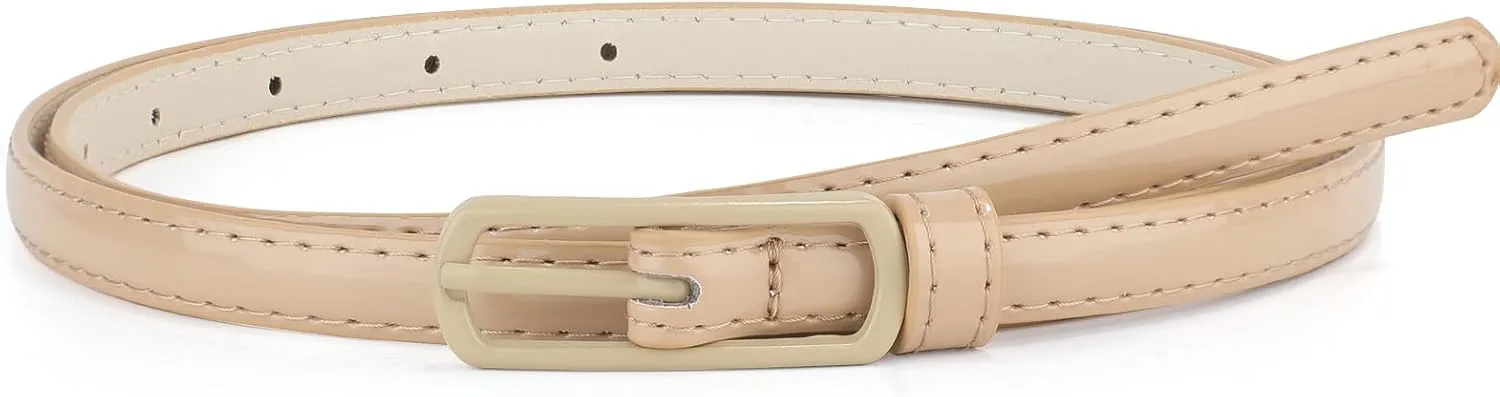 SUOSDEY 4 Pack Thin Belts for Women Skinny Leather Belts with Metal Buckle for Dresses Pants Jeans