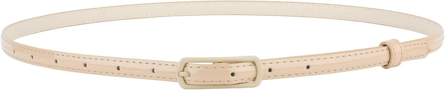 SUOSDEY 4 Pack Thin Belts for Women Skinny Leather Belts with Metal Buckle for Dresses Pants Jeans