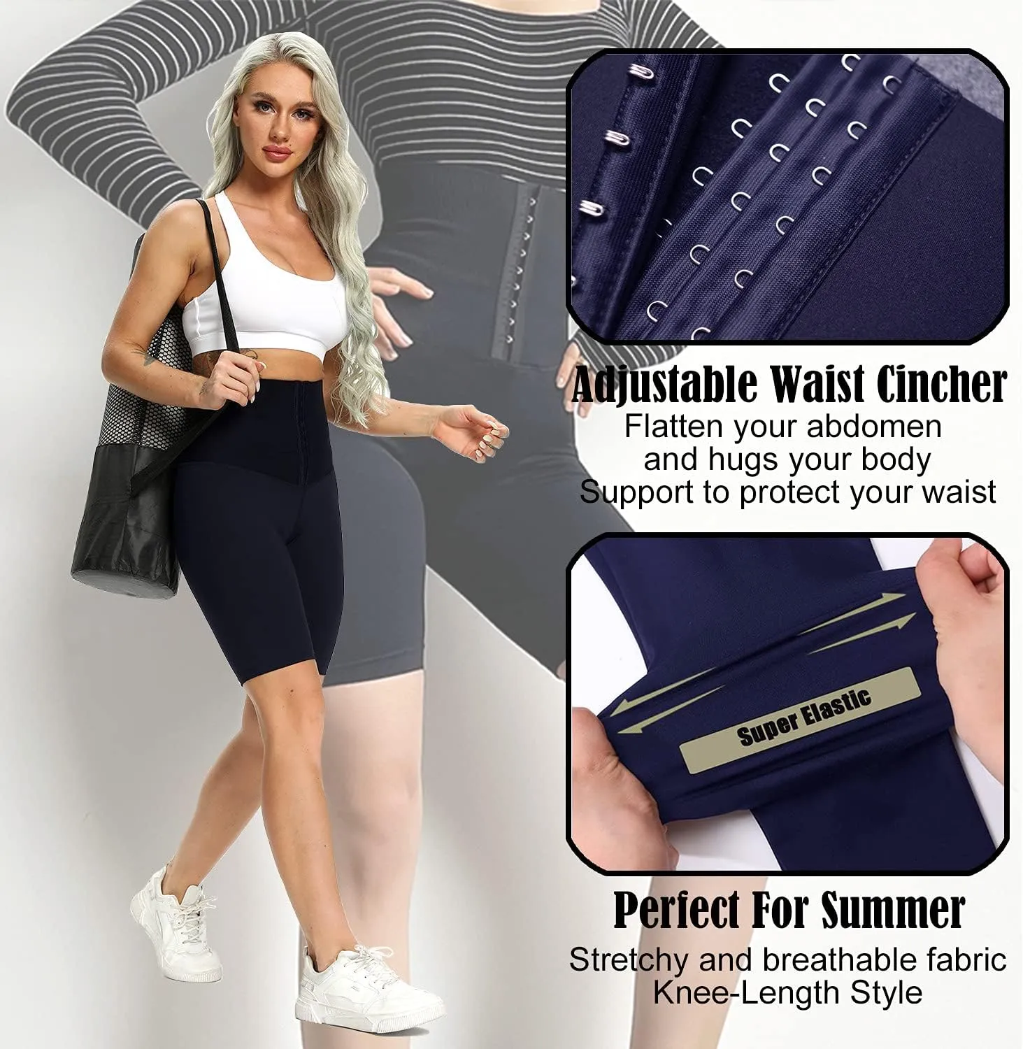 Super High Waist Corset Shorts Waist Trainner Yoga Shorts with Corset