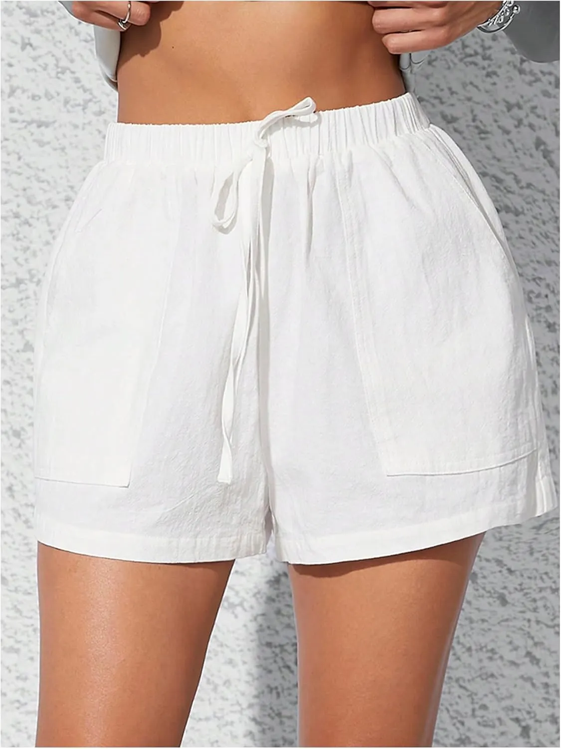 SweatyRocks Women's 2 Pack Linen Shorts with Pocket High Waist Wide Leg Summer Shorts