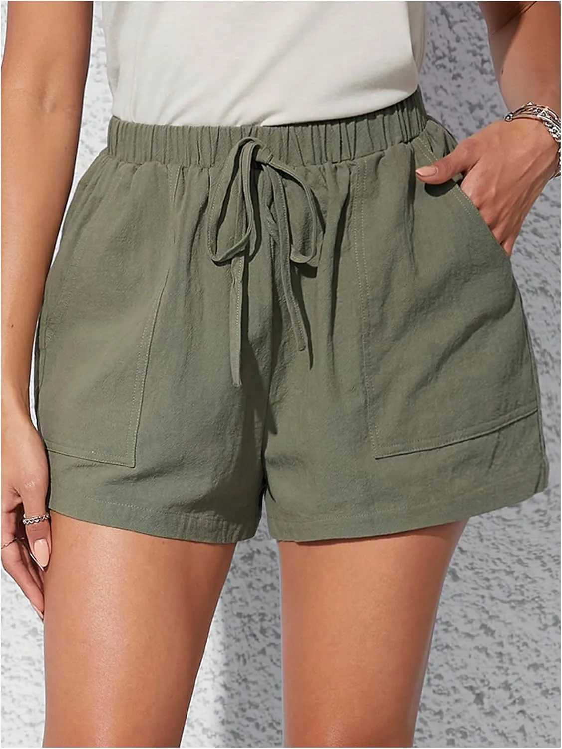 SweatyRocks Women's 2 Pack Linen Shorts with Pocket High Waist Wide Leg Summer Shorts