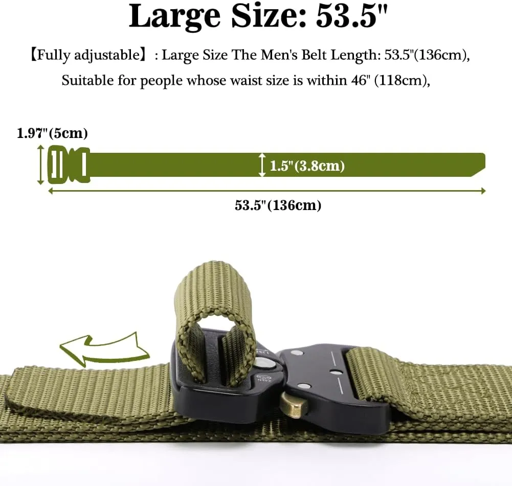 Tactical Belt, Military Nylon Web Belt for men, with Heavy Duty Quick Release Buckle, police Belt used for military training