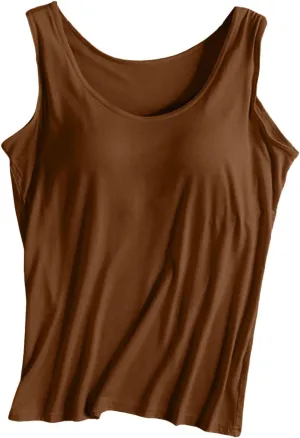 Tank Top Bras for Women Wide Strap Build in Bra Casual Flowy Tank Sports Longline Wirefree Padded Pleated Loose Fit