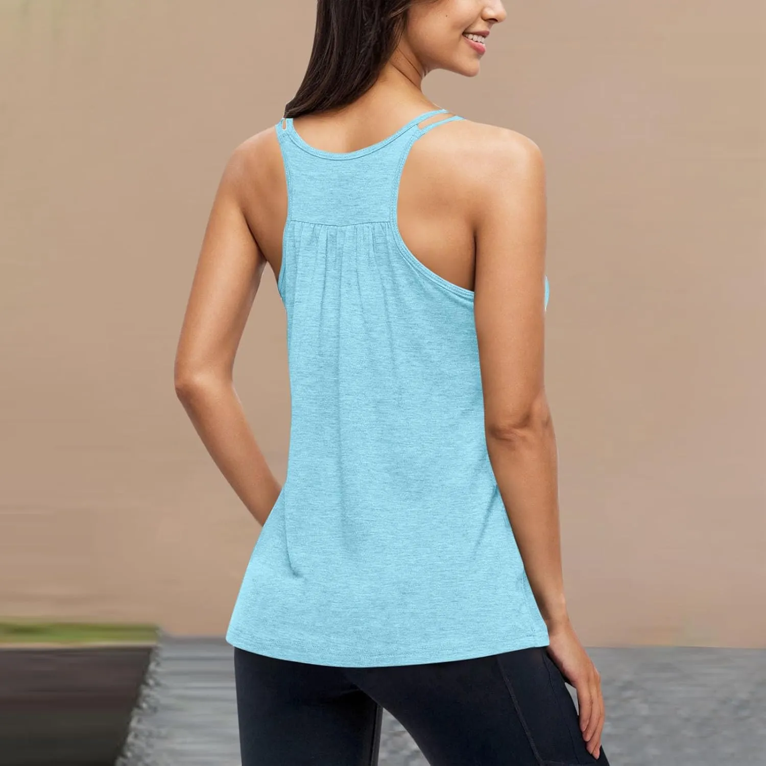 Tank Top with Built in Bra for Women Sports Cute Cami Shirts Summer Workout Camisoles Sleeveless Under Clothes