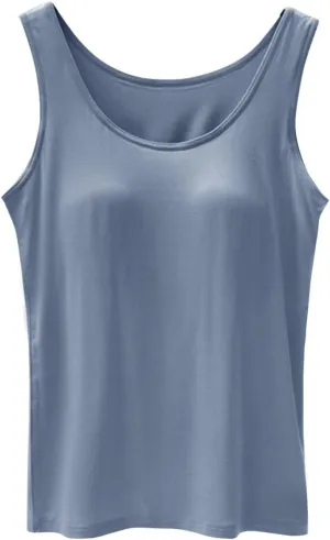 Tank Top with Built in Bra for Women Summer Casual Camisoles Basic Shirts Racerback Workout Fitted Tanks Cami Tops