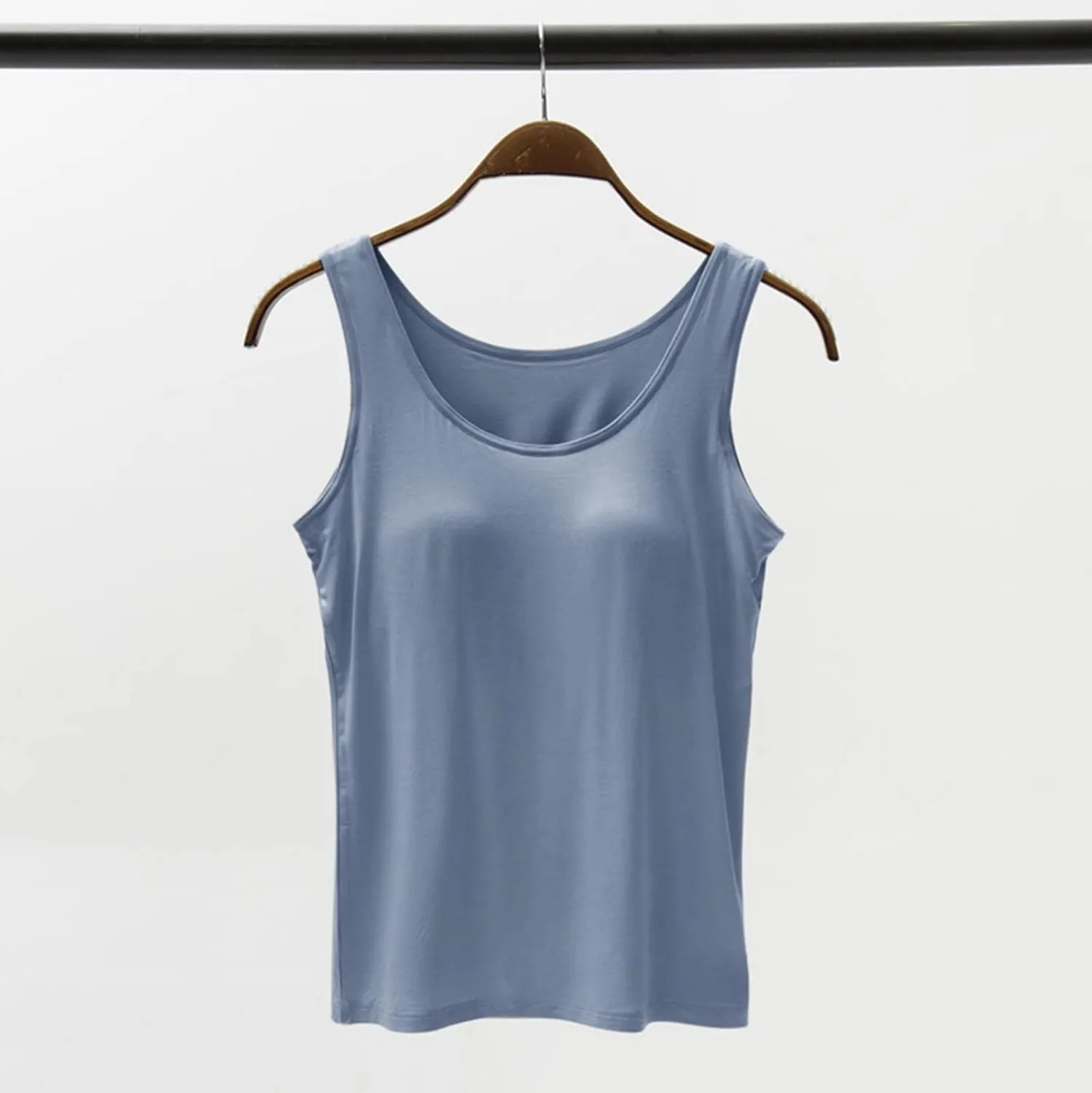 Tank Top with Built in Bra for Women Summer Casual Camisoles Basic Shirts Racerback Workout Fitted Tanks Cami Tops