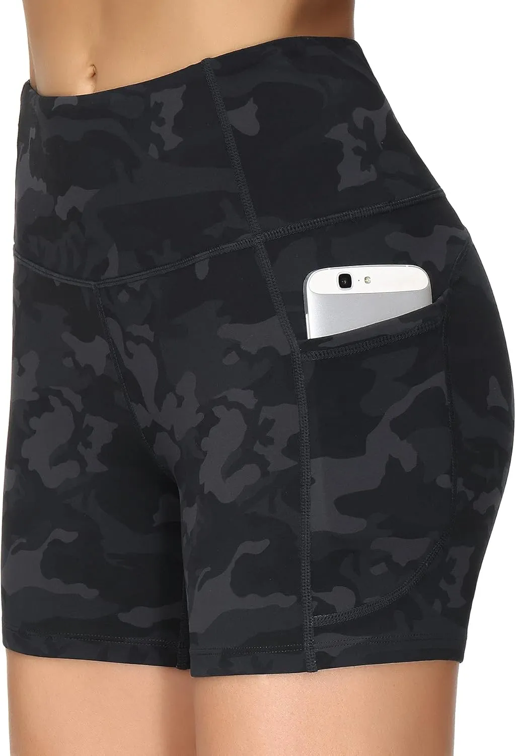 THE GYM PEOPLE Women's High Waist Workout Shorts Breathable Dolphin Split Elastic Lounge Yoga Shorts