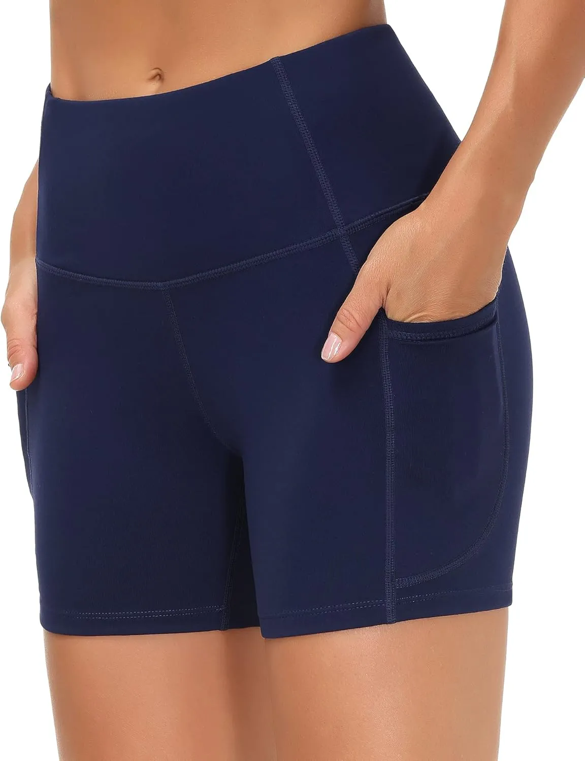 THE GYM PEOPLE Women's High Waist Workout Shorts Breathable Dolphin Split Elastic Lounge Yoga Shorts