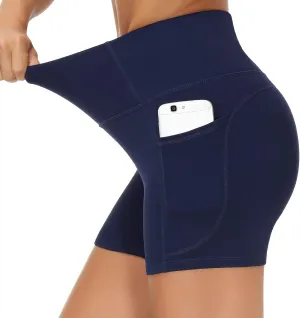 THE GYM PEOPLE Women's High Waist Workout Shorts Breathable Dolphin Split Elastic Lounge Yoga Shorts