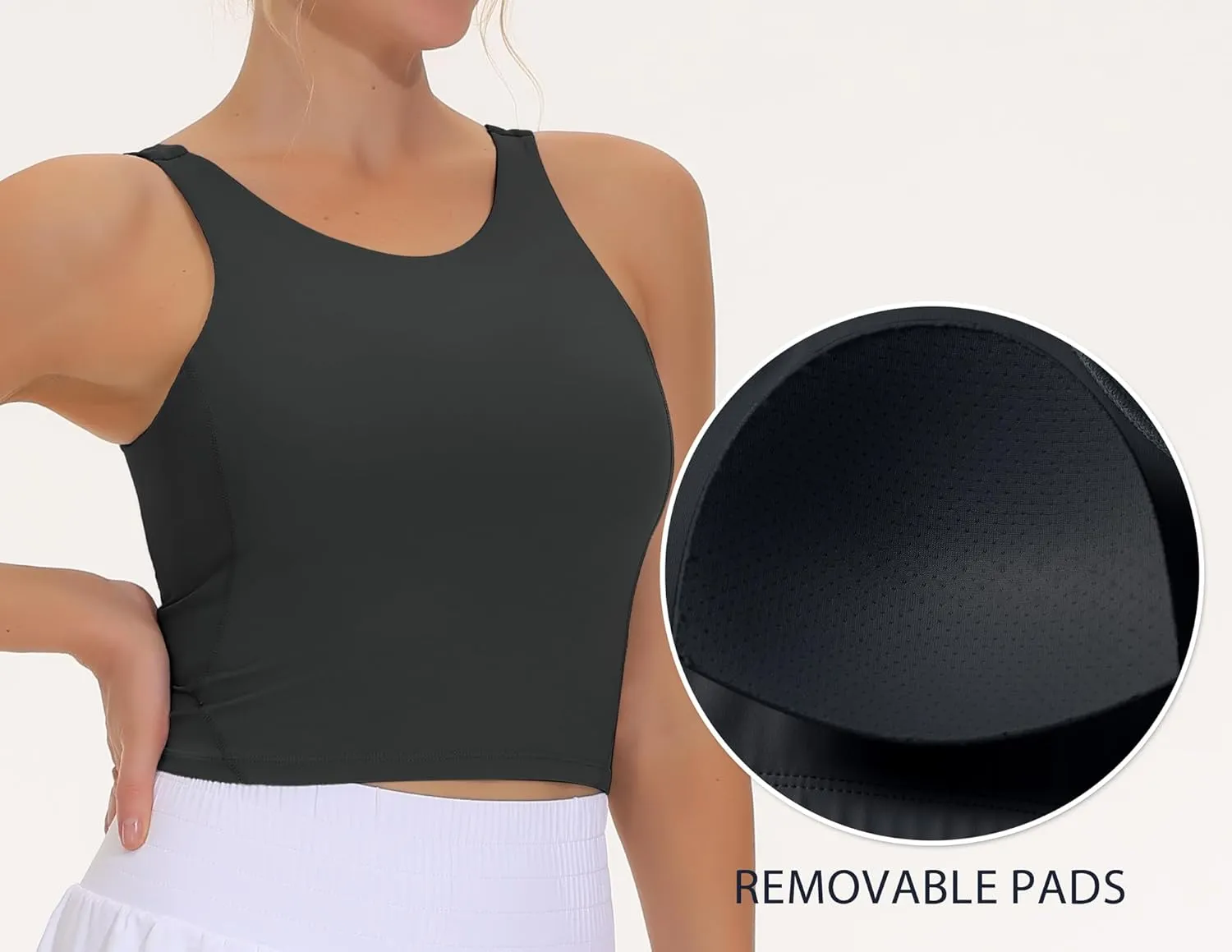 THE GYM PEOPLE Women's Sports Bra Sleeveless Workout Tank Tops Running Yoga Cropped Tops with Removable Padded