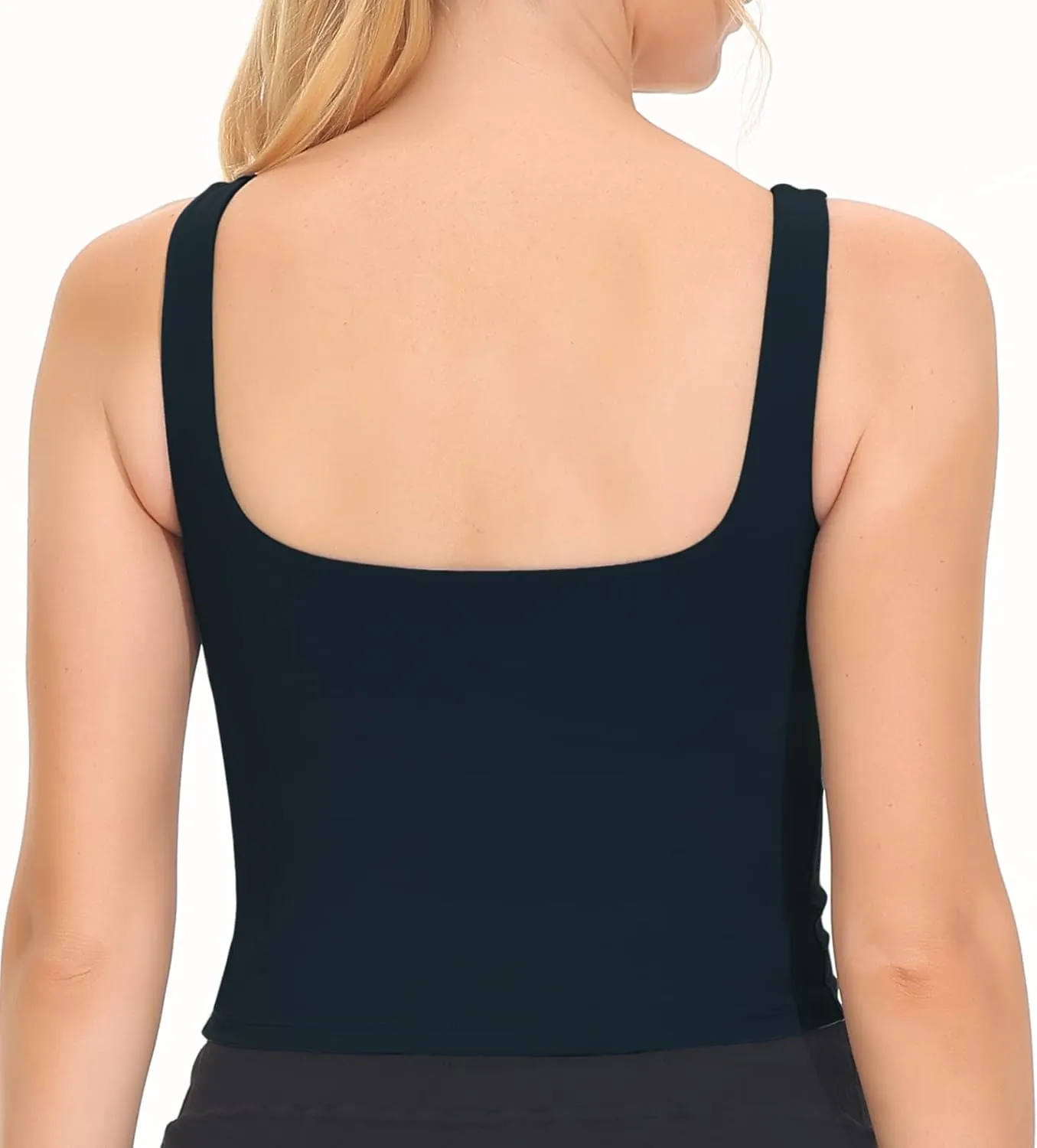THE GYM PEOPLE Women's Square Neck Longline Sports Bra Workout Removable Padded Yoga Crop Tank Tops