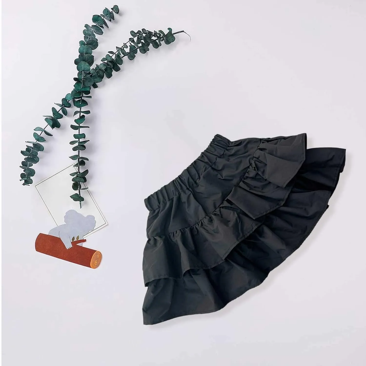 Tiered Ruffle Cake Skirt for Toddler Kids Girls Elastic High Waisted Skirts Solid Color Short Skirts