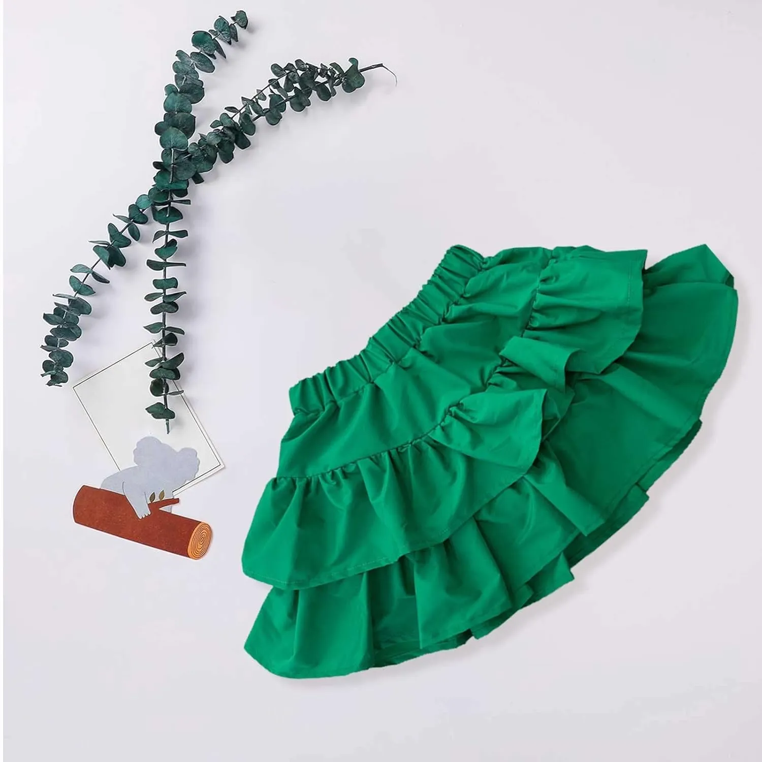 Tiered Ruffle Cake Skirt for Toddler Kids Girls Elastic High Waisted Skirts Solid Color Short Skirts