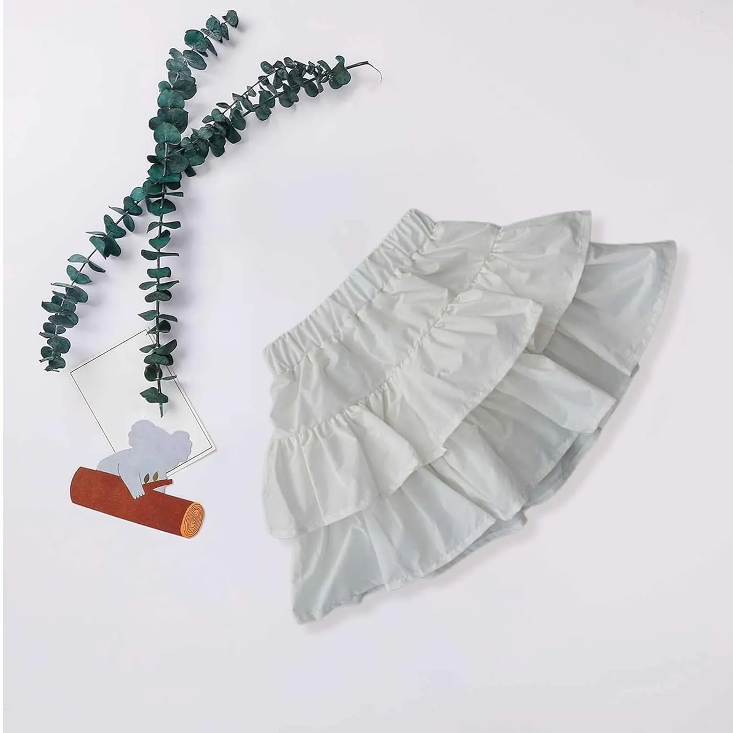 Tiered Ruffle Cake Skirt for Toddler Kids Girls Elastic High Waisted Skirts Solid Color Short Skirts