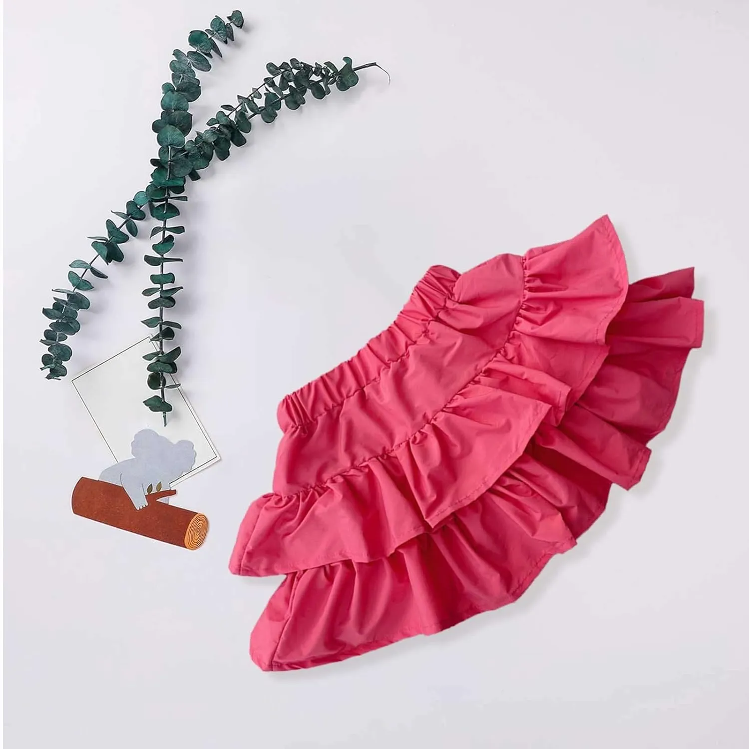 Tiered Ruffle Cake Skirt for Toddler Kids Girls Elastic High Waisted Skirts Solid Color Short Skirts