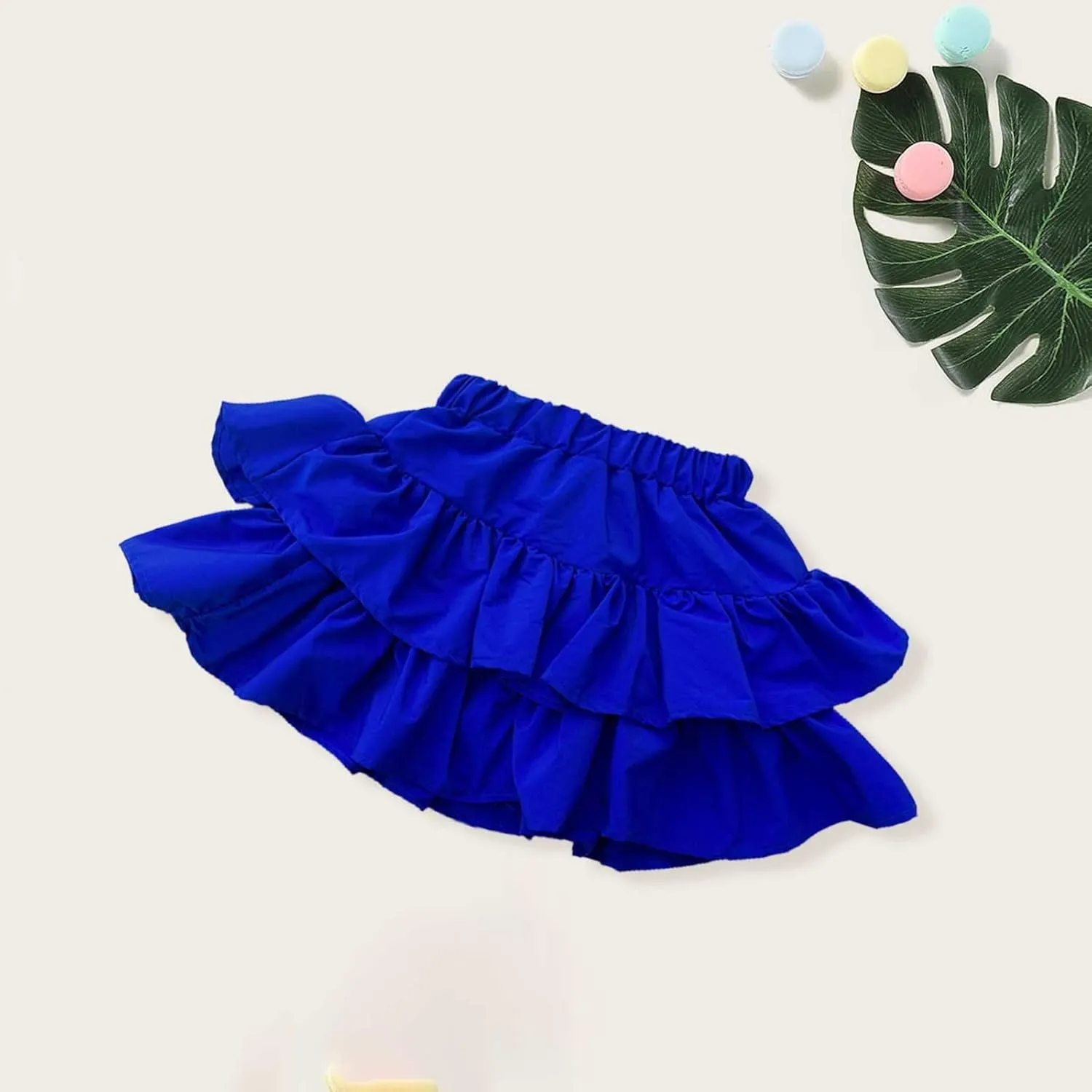 Tiered Ruffle Cake Skirt for Toddler Kids Girls Elastic High Waisted Skirts Solid Color Short Skirts