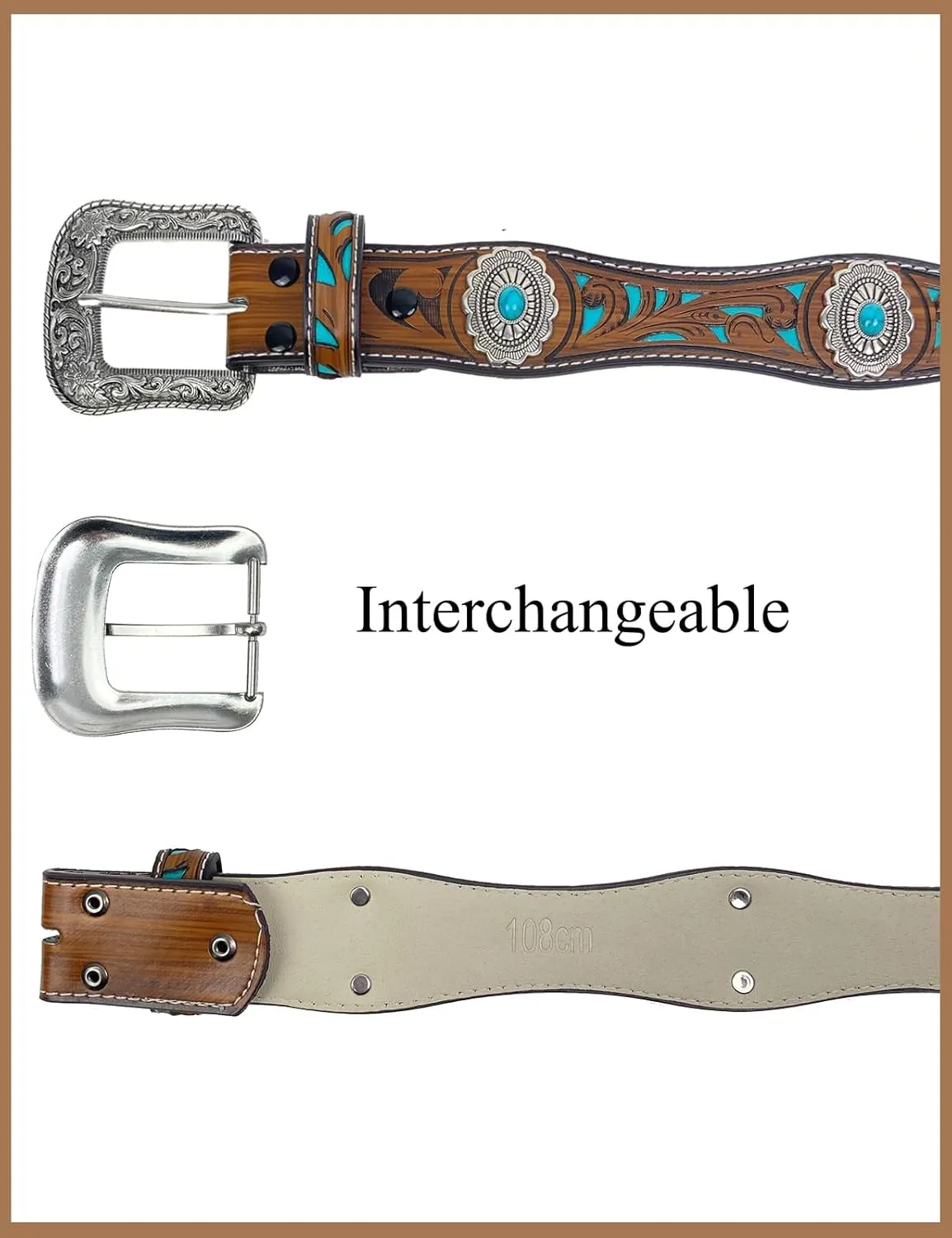 TOPACC Western Belts for Women Men Cowboy Cowgirl Belt for Jeans Pants Country Concert Outfit Rodeo