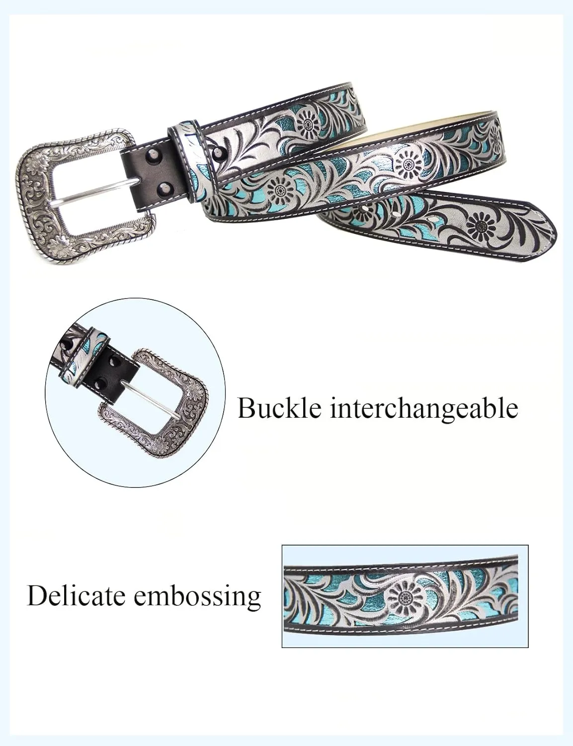TOPACC Western Belts for Women Men Cowgirl Cowboy Country Belts with Buckles for Jeans Pants Rodeo