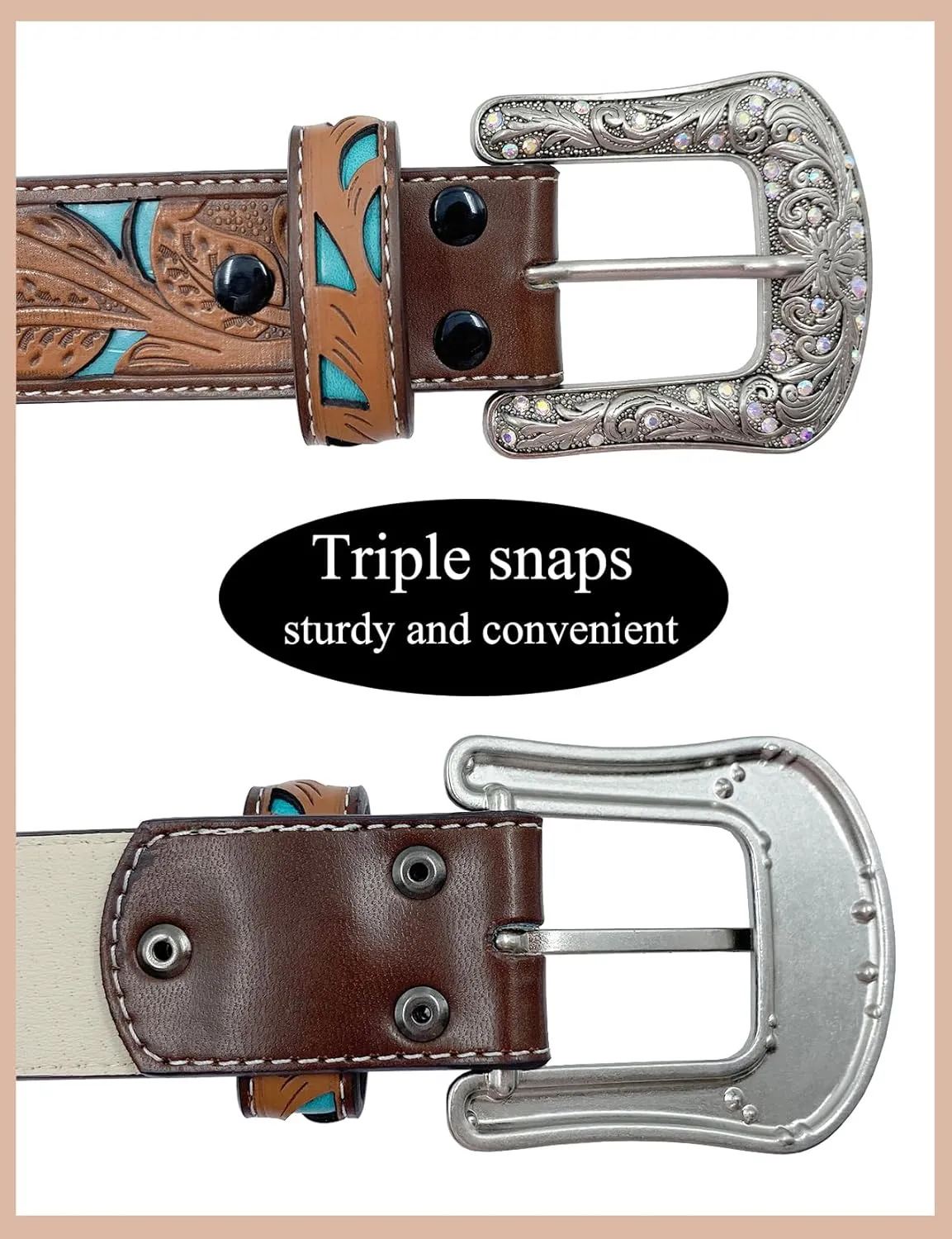 TOPACC Western Belts for Women Men Cowgirl Cowboy Country Belts with Buckles for Jeans Pants Rodeo