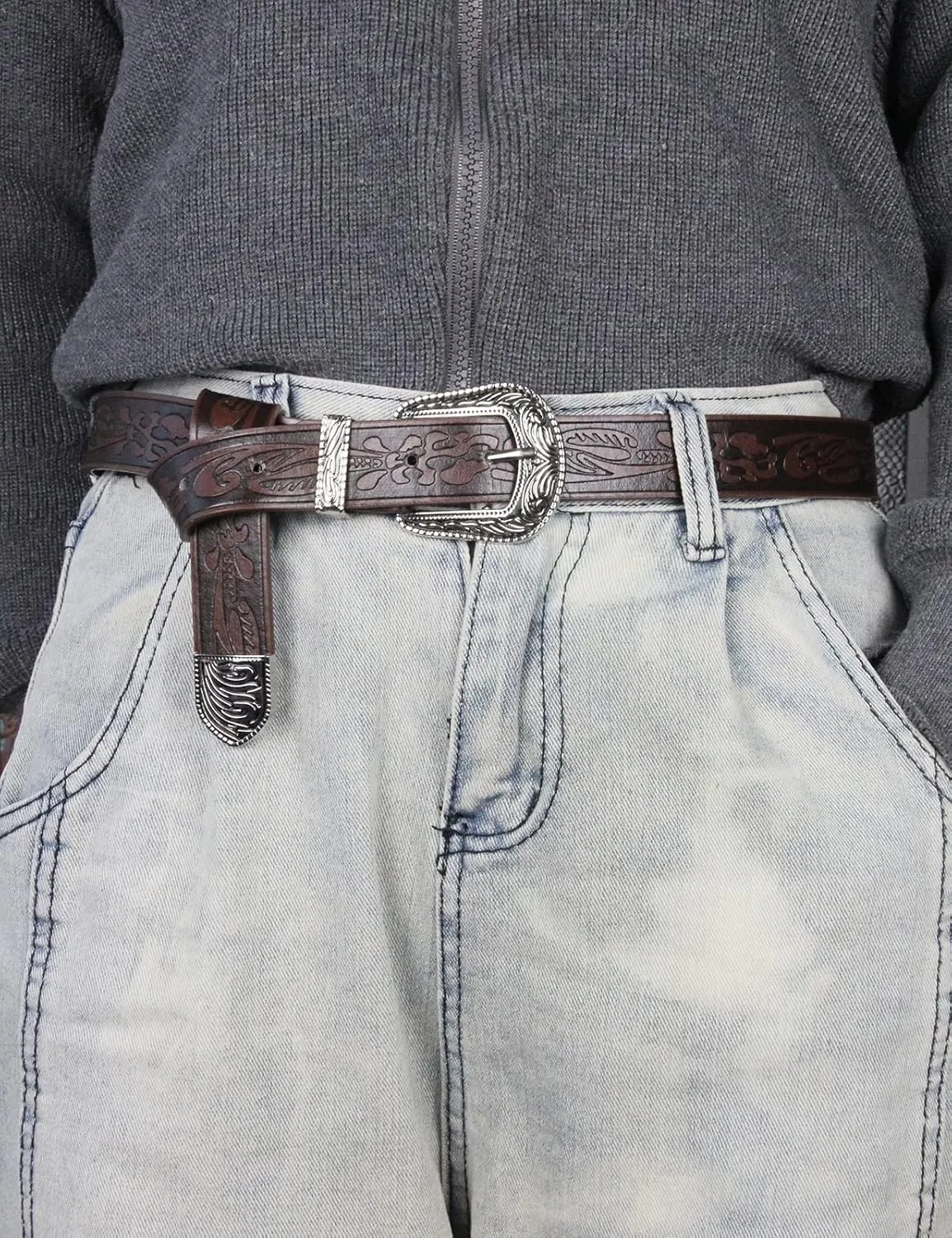 TOPACC Western Fashion Cowgirl Cowboy belts for Girls Women Boys Jeans Pants Dresses