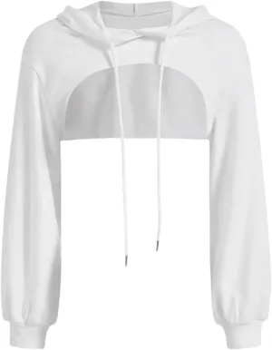 TUQIDEWU Sweatshirt for Women, Long Sleeve Super Crop Top Hoodies Sweatshirts Aesthetic Punk Hip Hop Dance Sexy Rave Clothes