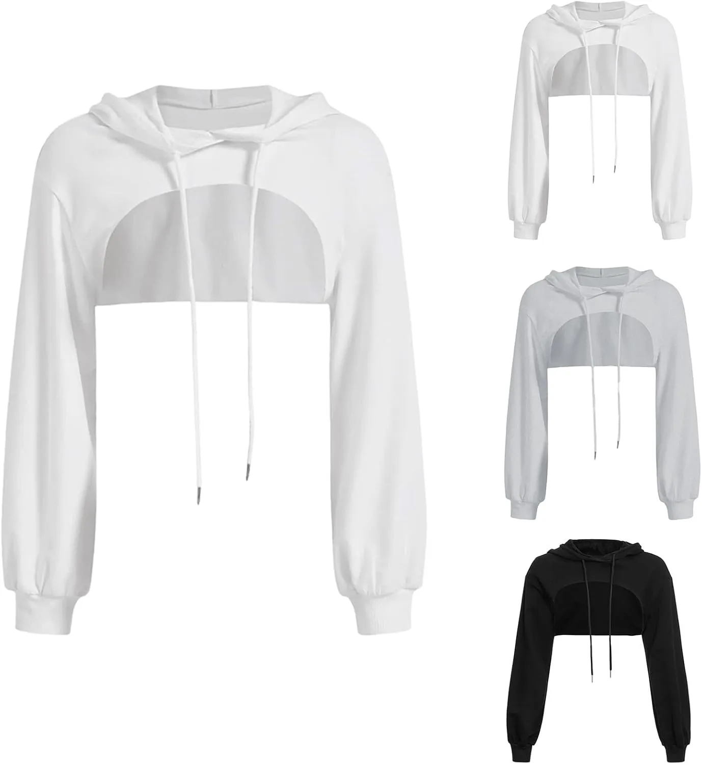 TUQIDEWU Sweatshirt for Women, Long Sleeve Super Crop Top Hoodies Sweatshirts Aesthetic Punk Hip Hop Dance Sexy Rave Clothes