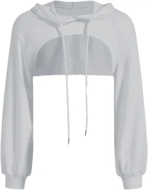 TUQIDEWU Sweatshirt for Women, Long Sleeve Super Crop Top Hoodies Sweatshirts Aesthetic Punk Hip Hop Dance Sexy Rave Clothes