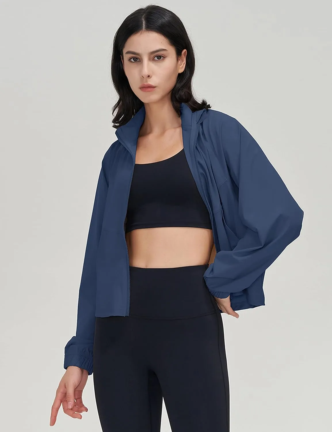 UANEO Womens Athletic Cropped Jacket Zip Up Long Sleeve Workout Tops Gym Yoga Running Sports Shirts Jackets